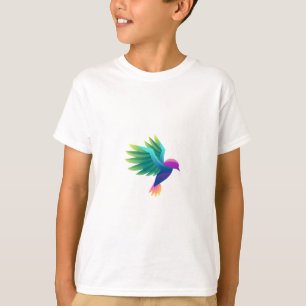 White t-shirt featuring a colourful graphic