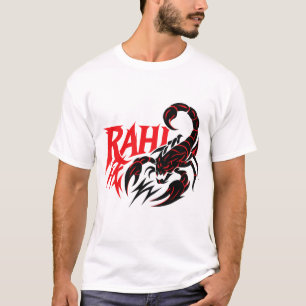 White T-Shirt with a Bold Design of a Scorpion