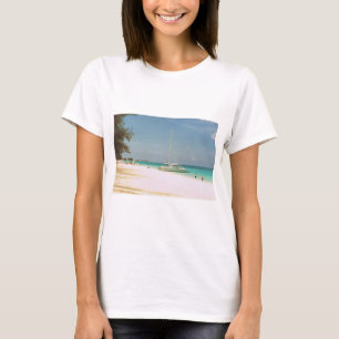 White T-Shirt with a Cayman Island Scene