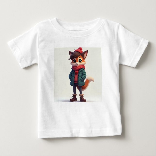 White t-shirt with a fox character picture on the  (Front)