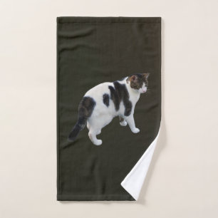 White Tabby With Dark Patches Bath Towel Set