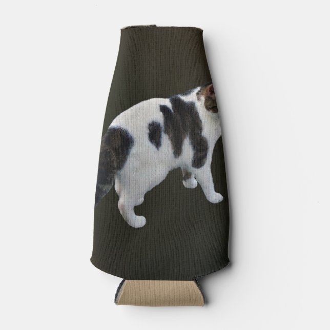 White Tabby With Dark Patches Bottle Cooler (Front)