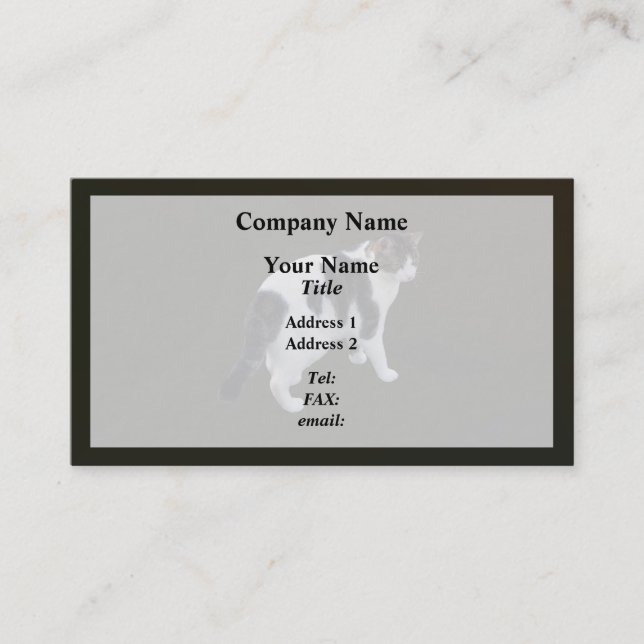 White Tabby With Dark Patches Business Card (Front)