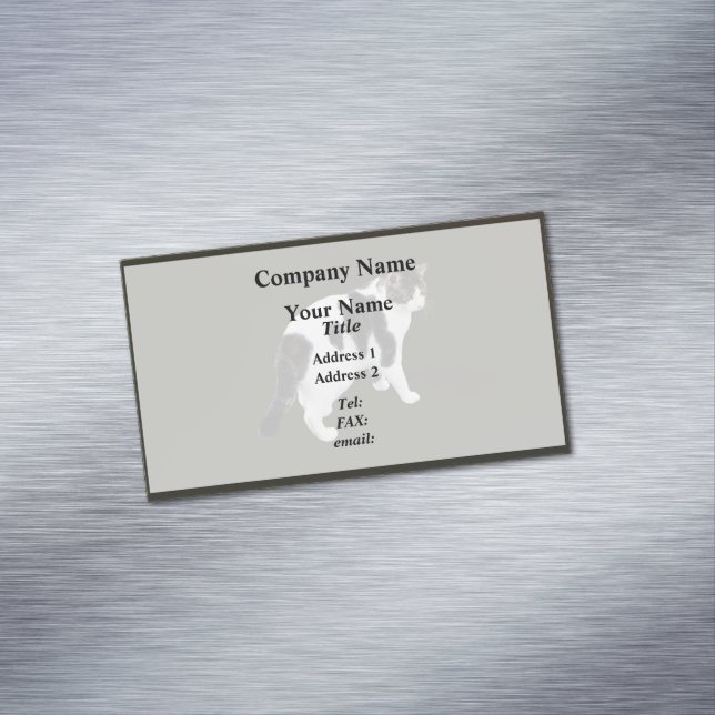 White Tabby With Dark Patches Magnetic Business Card (In Situ)