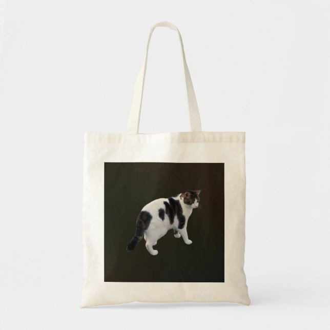 White Tabby With Dark Patches Tote Bag (Front)