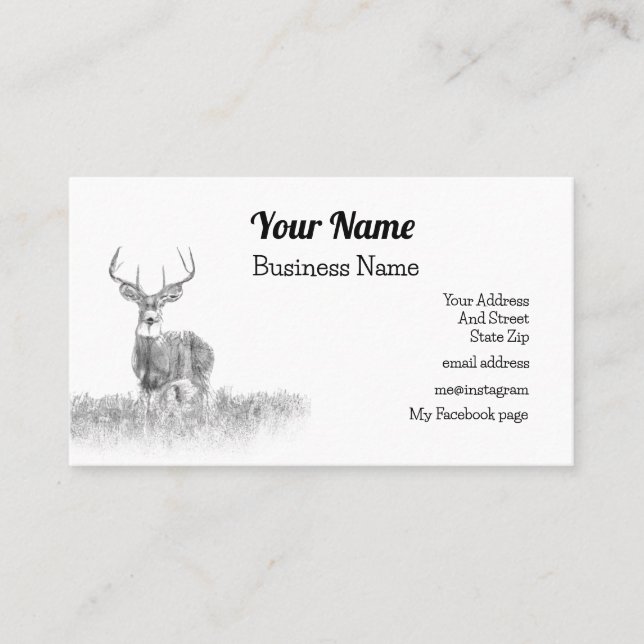 White Tail Deer Business Card, Customisable Card (Front)