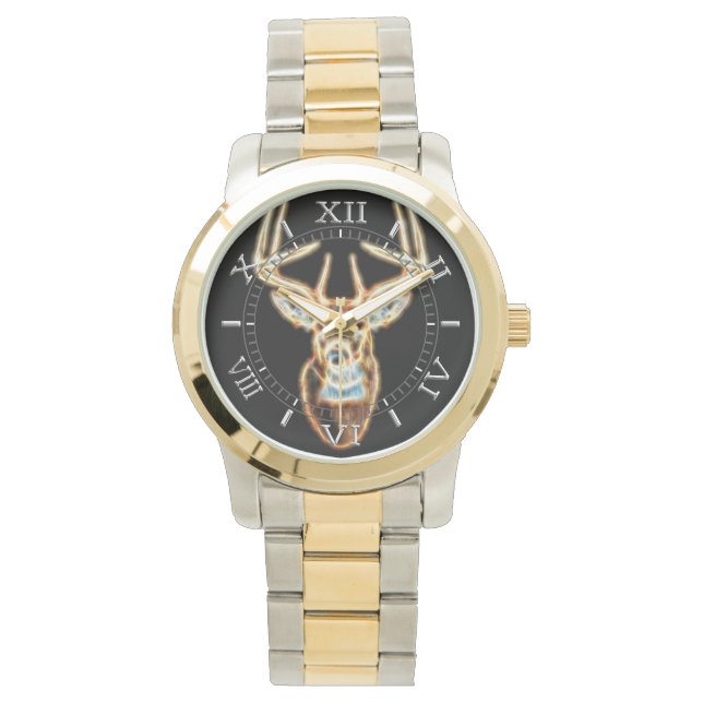 White tail Deer Head Energy Spirit Dial Watch (Front)