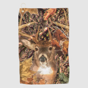 White Tail Deer Head Fall Energy Spirited on a Golf Towel