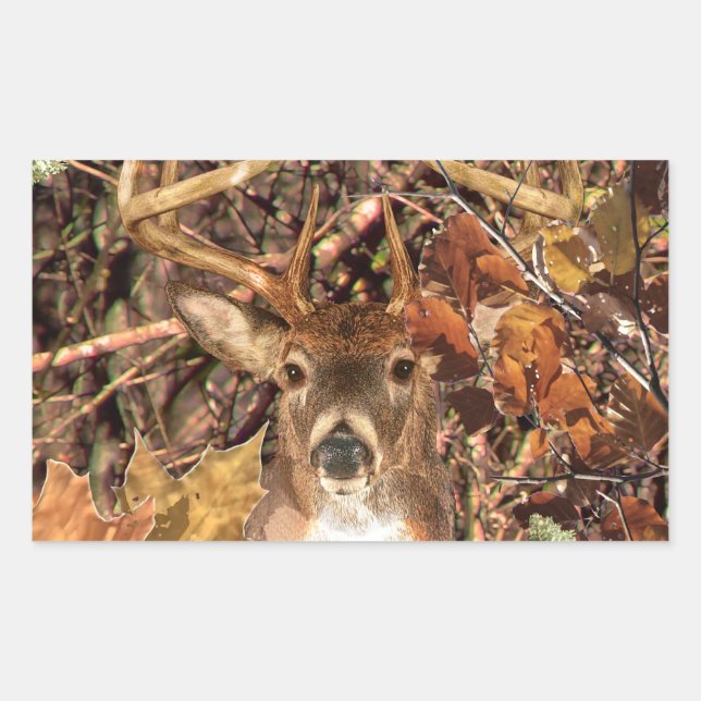 White Tail Deer Head Fall Energy Spirited on a Rectangular Sticker (Front)