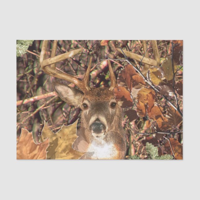 White Tail Deer Head Fall Energy Spirited on a Tissue Paper (Front)