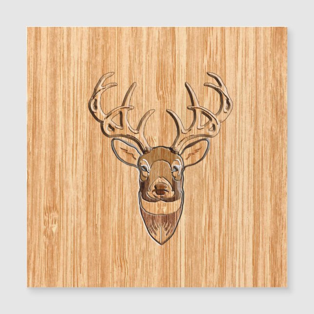 White Tail Deer Head Trophy Wood Grain Style (Front)