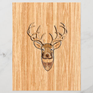 White Tail Deer Head Wood Grain Background Flyer