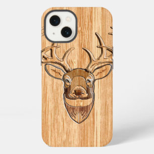 White Tail Deer Head Wood Inlay Grain Style Decor iPhone 13 Case