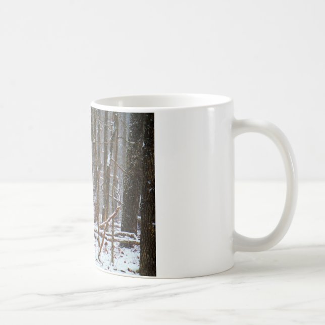 white tail deer in the snow coffee mug (Right)