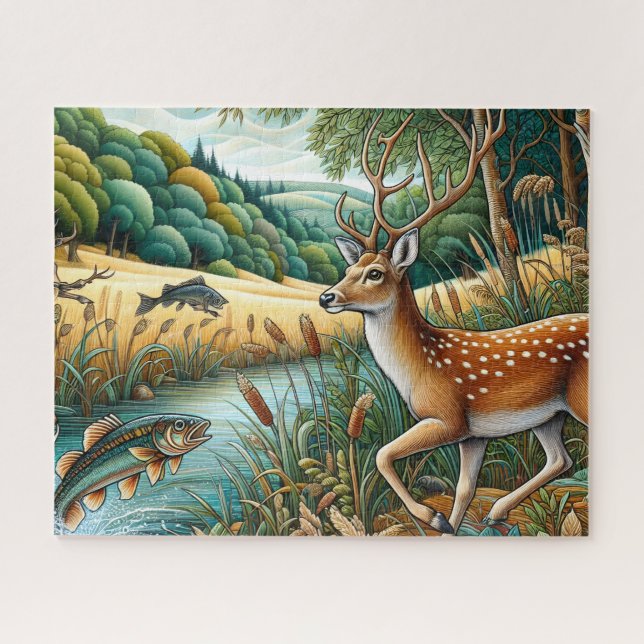 White Tail Deer Landscape Jigsaw Puzzle (Horizontal)