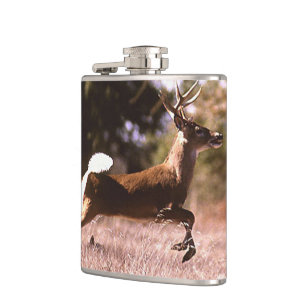 White-Tail Deer Running Hip Flask