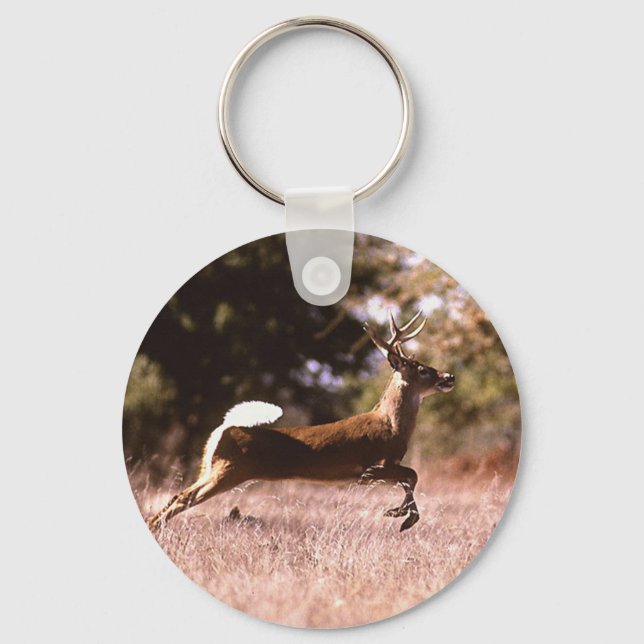 White-Tail Deer Running Key Ring (Front)