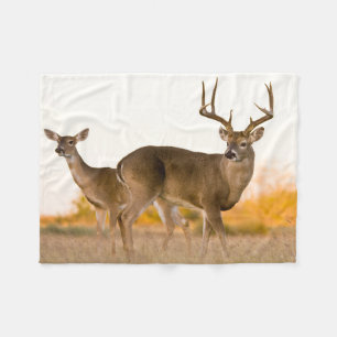 White-tailed Deer Autumn in Texas Fleece Blanket