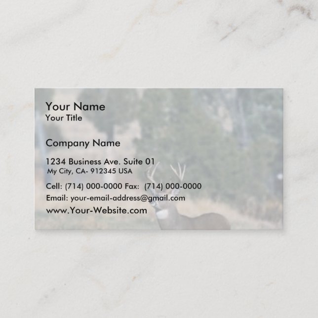 White-tailed deer buck business card (Front)