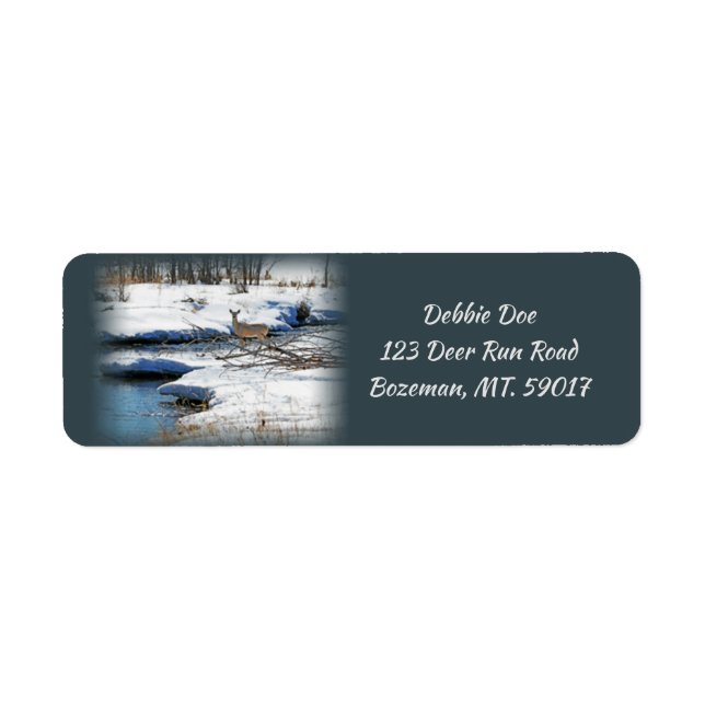 White-tailed Deer Doe at River  Return Address Label (Front)