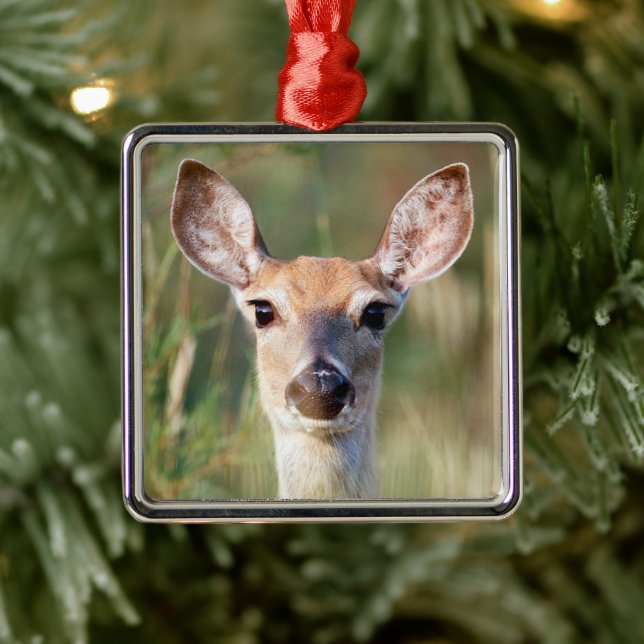 White-tailed Deer Doe Metal Ornament (Tree)