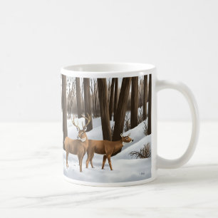 White-Tailed Deer In Snow Coffee Mug