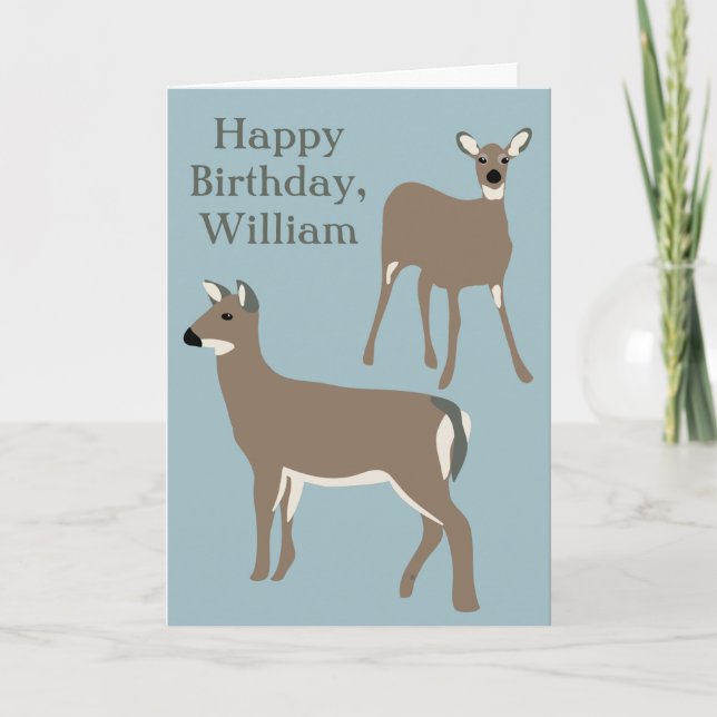 White Tailed Deer Personalised Custom Birthday Card (Front)