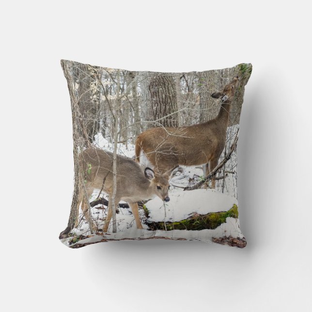 White-Tailed Deer Throw Pillow (Front)
