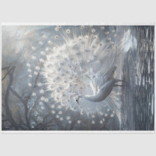 White Tailed Fan Peacock Decoupage Tissue Paper