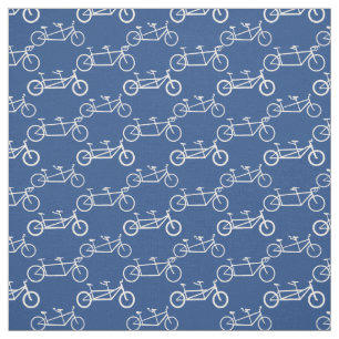 White Tandem bike on blue Fabric