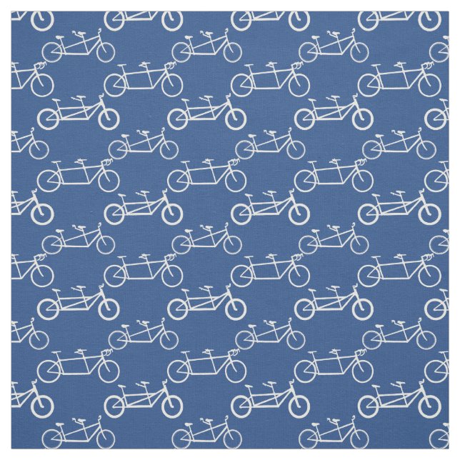 White Tandem bike on blue Fabric (Swatch)