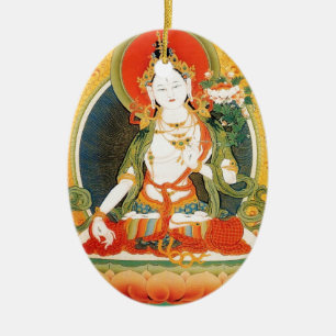 WHITE TARA BUDDHIST DEITY CERAMIC TREE DECORATION