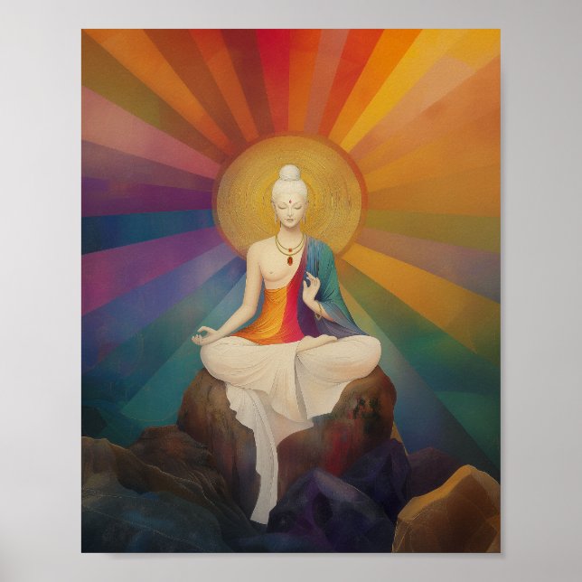 White Tara Rainbow Print: Buddhist Goddess Art Poster (Front)