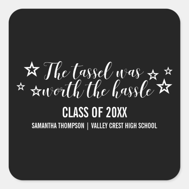 White Tassel Worth Hassle Graduation Stickers (Front)