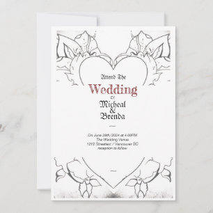 White Tatoo Art Style Invitation