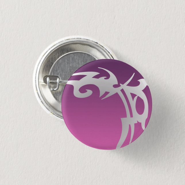 White tattoo print on purple gradient 3 cm round badge (Front & Back)