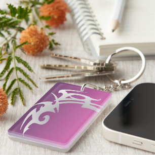 White tattoo print on purple gradient key ring