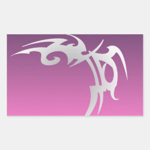 White tattoo print on purple gradient rectangular sticker