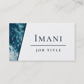 White & Teal Blue Green Abstract Minimal Business Card