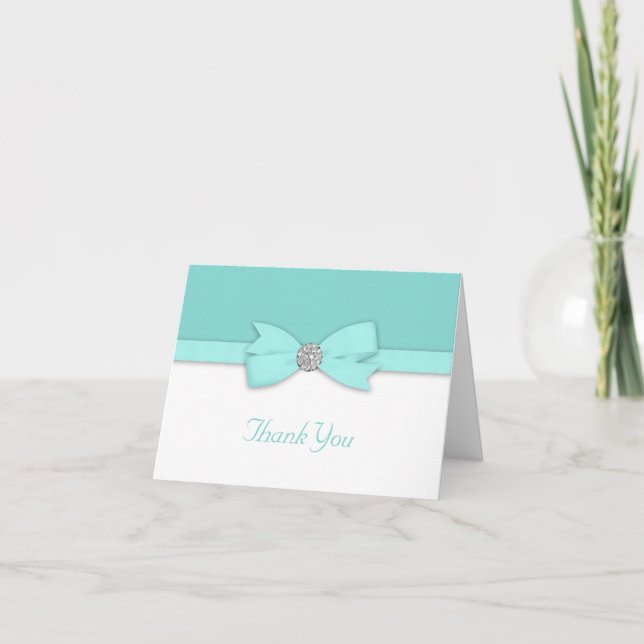 White Teal Blue Thank You Cards (Front)