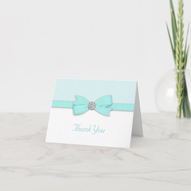 White Teal Blue Thank You Cards (Front)