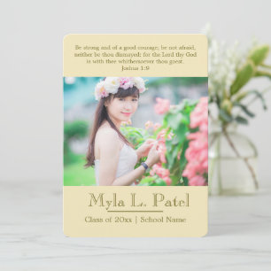 White/Teal Christian Scripture Photo Graduation Invitation