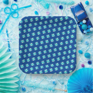 White-Teal Clover Ribbon by Kenneth Yoncich Paper Plate