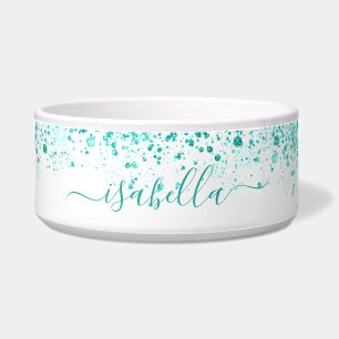 White teal glitter green name script