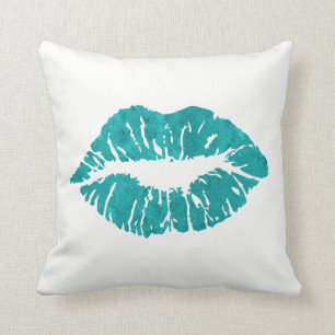 White Teal Green Glitter Kiss Lips Makeup Minimal Cushion