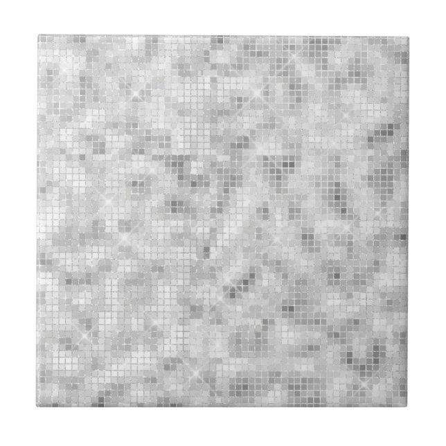 White Teal Marble Classic Elegant Beauty Glitzy Ceramic Tile (Front)