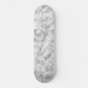 White Teal Marble Classic Elegant Beauty Glitzy Skateboard