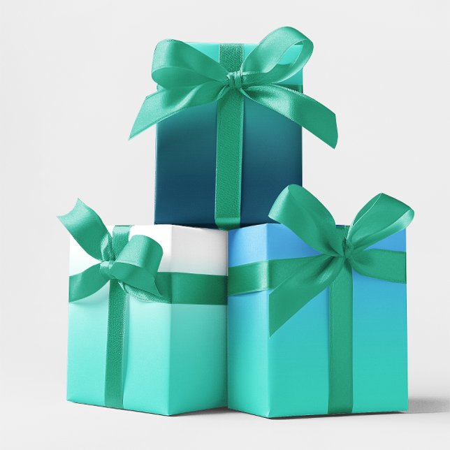 White Teal Sky Blue and Turquoise Ombre Mix Wrapping Paper Sheet (White Teal Sky Blue and Turquoise Ombre Mix Wrapping Paper Sheets)