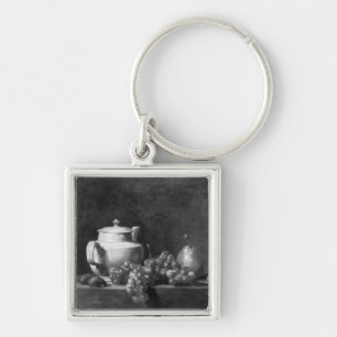 White Teapot with Two Chestnuts Key Ring