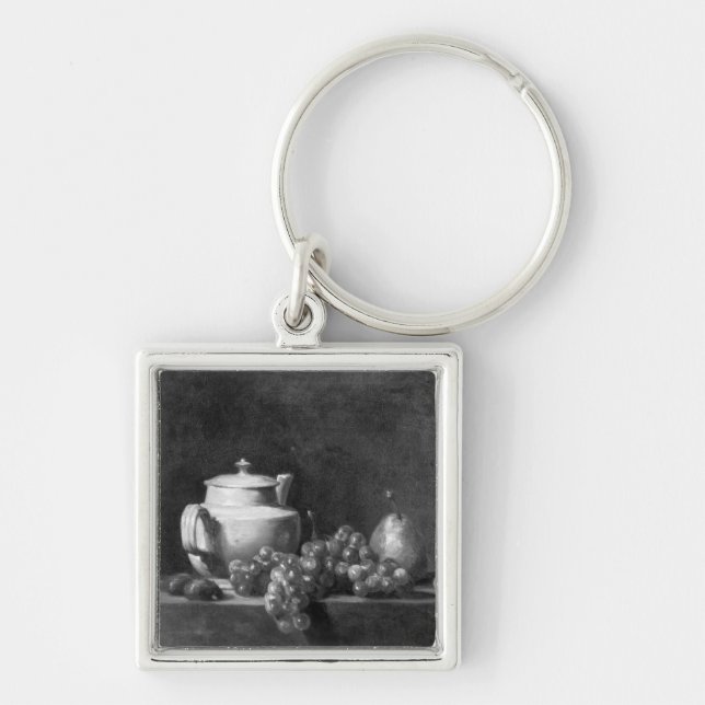 White Teapot with Two Chestnuts Key Ring (Front)